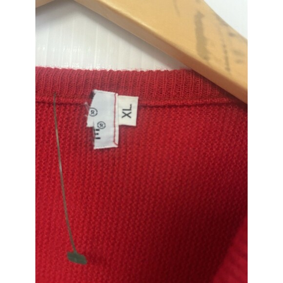 Vintage Izod Lacoste V-Neck Pullover Sweater Mens Size XL Red Long Sleeve - Picture 4 of 4